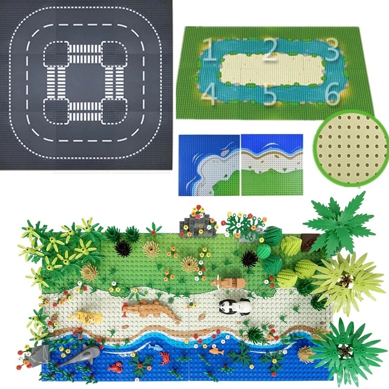 现货速发2x2 Dots River Baseplate City Blos Road Base Plates
