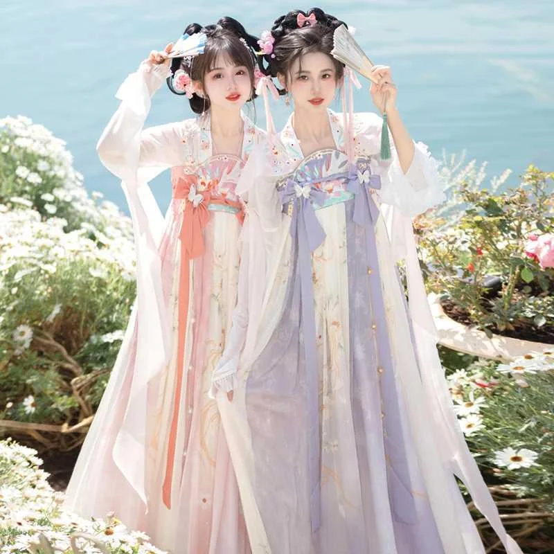 [花语]茗月萱原创汉服女齐胸汉元春夏季素日常汉服飘逸汉元素新品