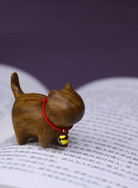 紫檀木黑檀绿檀小可爱猫吊坠挂项链包包钥匙扣动物手机挂件品