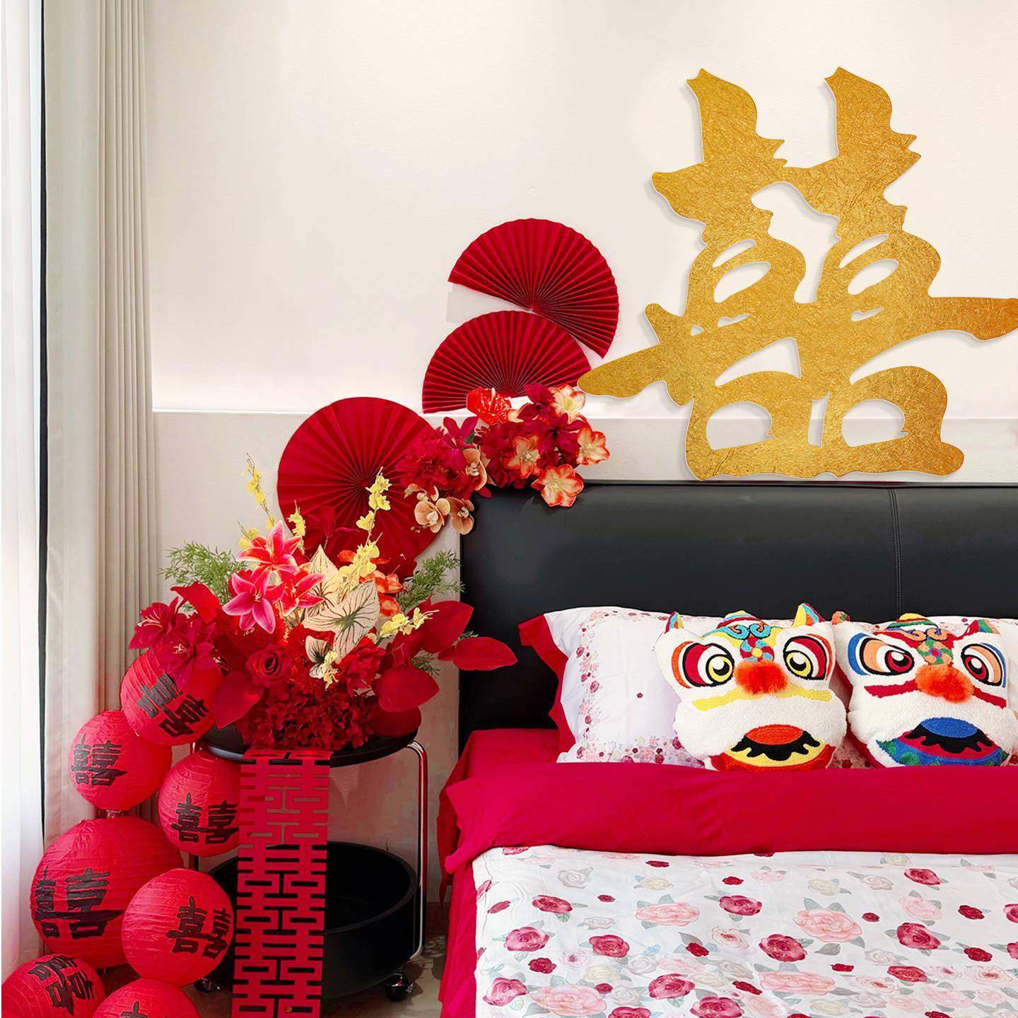 婚房布置床头仿真花摆件红色喜字结婚卧室浪漫装饰囍灯笼婚庆套装,节庆用品/礼品,陪嫁用品套装,淘宝优惠券,粉丝福利购,淘宝优惠卷