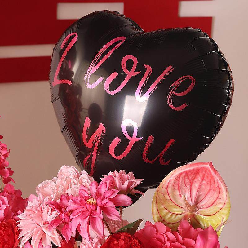 结婚仿真花艺订婚布置装饰玫红爱心气球布置婚房客厅摆设装饰套餐