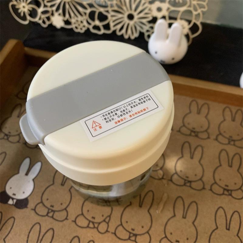 【密封不漏水】环保玻璃杯可爱小兔子冷饮吸管杯冷萃咖啡杯随手杯