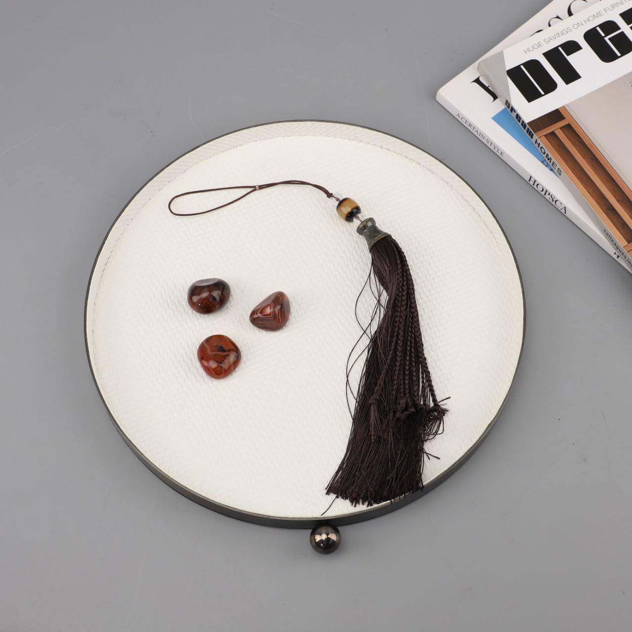 中式金属皮质圆珠编织纹收纳托盘摆件玄关卧室餐厅家居高档装饰品,家居饰品,装饰摆件,淘宝优惠券,粉丝福利购,淘宝优惠卷