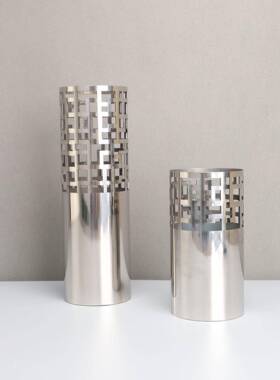 新中式金属银色镂空花器样板房电视柜卧室书房茶几客厅摆件工艺品