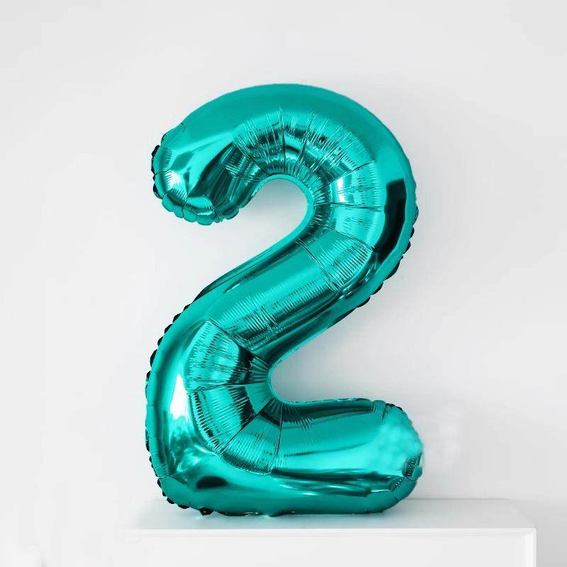 32寸尼蓝色数字铝膜气球湖蓝纯色大数字气球户外生日派对拍摄气球