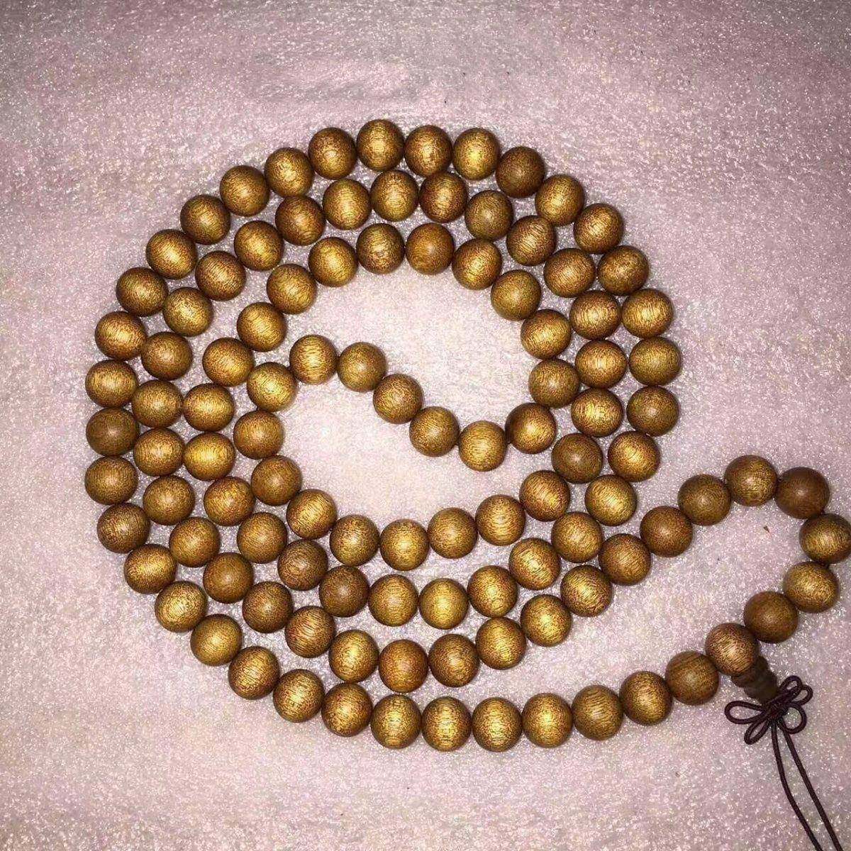 四川金丝楠木手串2.0文玩沉香手持明清拆房料阴沉金丝楠108颗紫檀