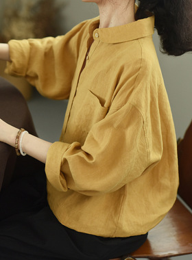 日本品质春秋季新品LRCP | 展风 | 宽松休闲彼得潘 亚麻翻领长袖