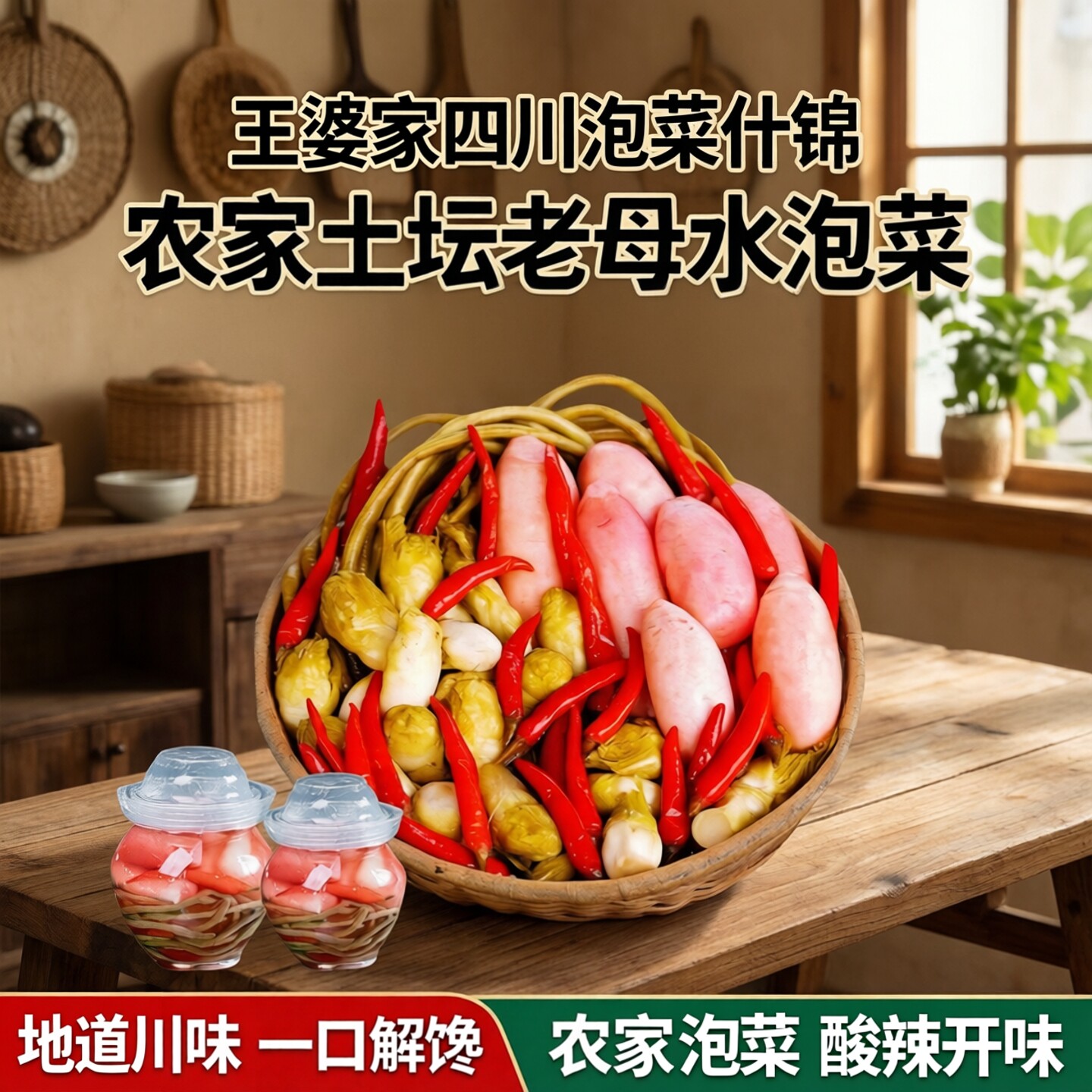 王婆家四川泡菜什锦老坛子母水泡儿菜仔姜藠头酸萝卜豆角辣椒开味