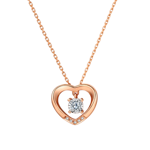 I DO官方正品心扉系列 18K金钻石项链玫瑰金镂空情人节节日礼物