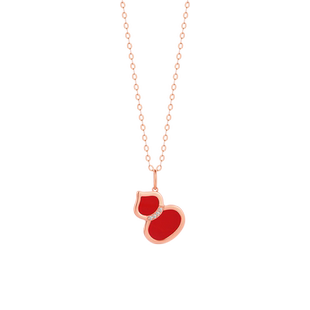 I DO18K玫瑰金红玛瑙镶钻葫芦玛瑙项链七夕礼物送女友送老婆