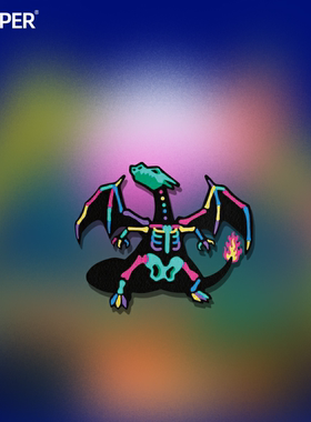 TLP反光车贴 宠物精灵 宝可梦喷火龙 Charizard火焰彩色骨架贴纸