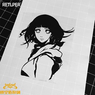 TLP镂空车贴 火影忍者白眼日向雏田ACG二次元动漫防水贴