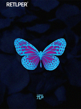 TLP反光贴 彩色蓝色蝴蝶 立体感 平板平面遮盖遮痕 头盔防水贴纸