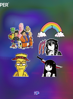TLP套贴 辛普森版七龙珠PP彩虹街头Bart Simpson震惊少女走神贴纸