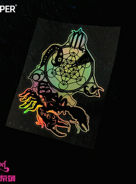 TLP镭射车贴 天蝎座Scorpio十二星座黄道第八宫电镀效果变色贴纸