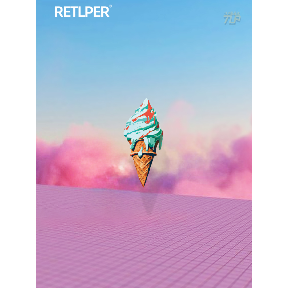 贴纸原创美食香橙薄荷蛋卷冰激凌