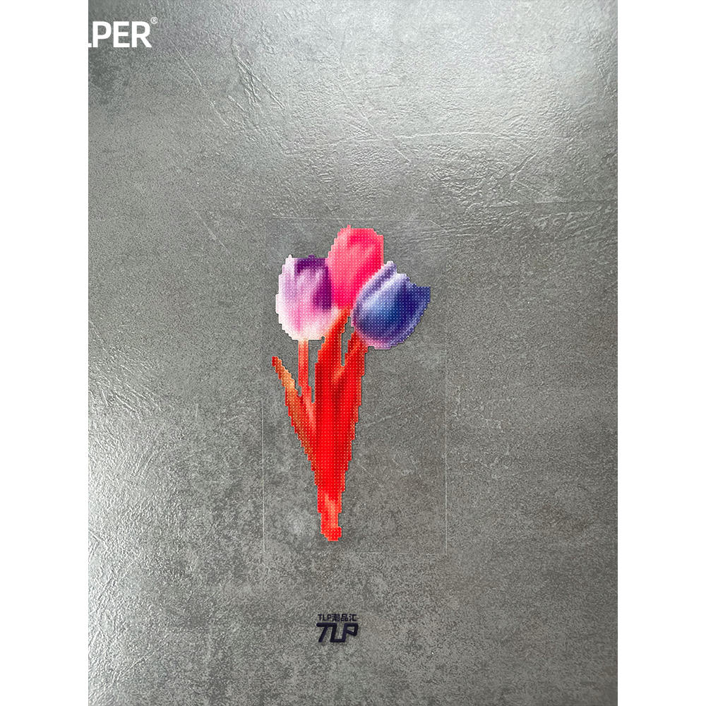 贴纸像素显示器风植物娇艳郁金香