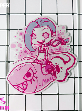 TLP反光车贴 金克斯JINX骑导弹玻璃贴放水无痕贴防水贴纸