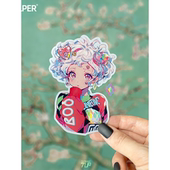 原创 多巴胺穿搭女孩 元 可爱美丽 防水贴纸 气满满 TLP反光车贴