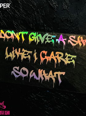 TLP镂空车贴 街头涂鸦风英文give a shit so what后风挡玻璃贴纸