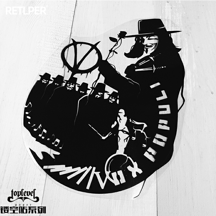 V字贴纸镂空笔记本行李箱车贴