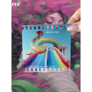 怪核胶卷风格 梦核彩虹滑梯乐园 防水摩托车贴纸 原创 TLP反光车贴