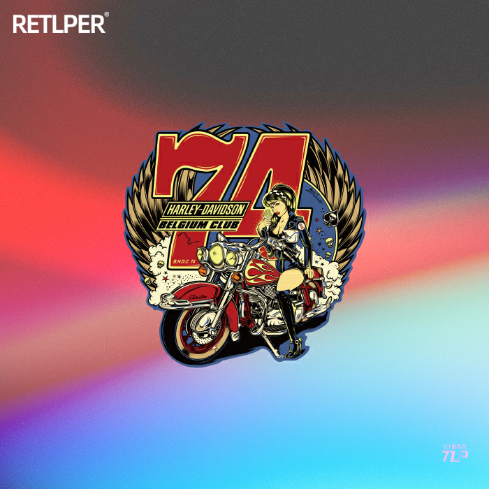 TLP反光车贴 机车美女骑士哈雷74号俱乐部防水无痕油箱盖贴