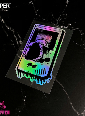 TLP镭射车贴 GBC掌机午夜长发阿飘电影爬出恶搞像素版汽摩贴纸