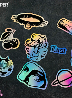 TLP镭射贴 樱桃字母圈项圈duck you 锁链LUST雕像面具刀片变色贴