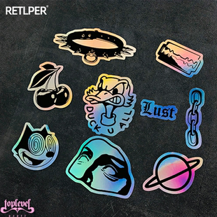 锁链LUST雕像面具刀片变色贴 you TLP镭射贴 樱桃字母圈项圈duck