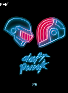 TLP反光车贴 蠢朋克乐队Daft Punk电子音乐头像标志霓虹效果贴纸