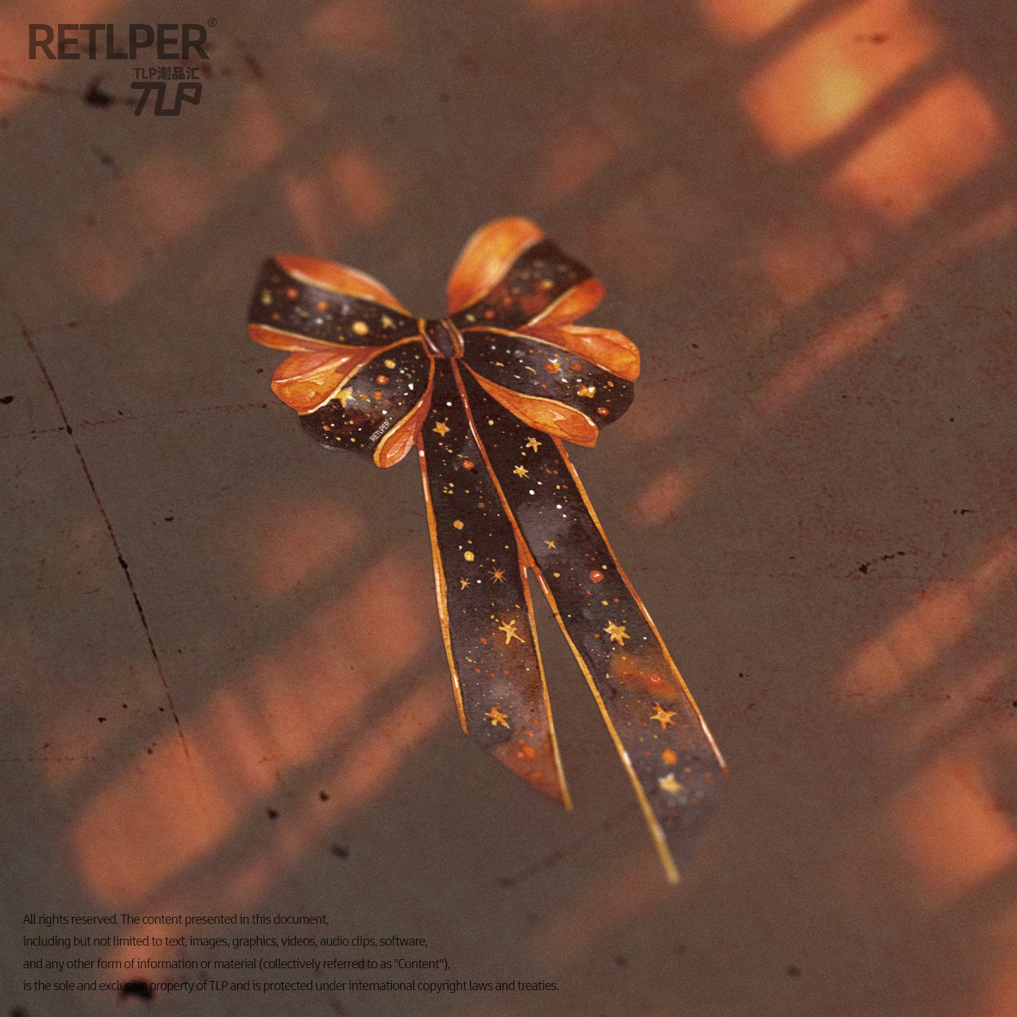 静谧星宇蝴蝶结防水平面贴纸