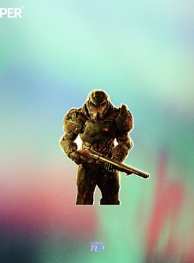 TLP反光车贴 毁灭战士DOOM4执政官盔甲装甲射击FPS游戏防水贴纸