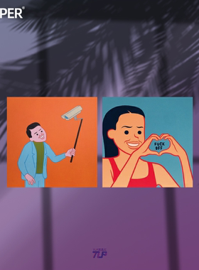 TLP反光车贴 Joan Cornella黑色幽默插画贴纸比心请滚监控自拍贴