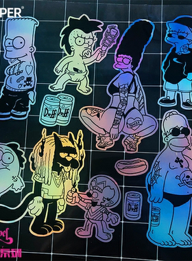 TLP镭射车贴 变色电镀效果街头辛普森一家Simpsons纹身哥特风贴纸