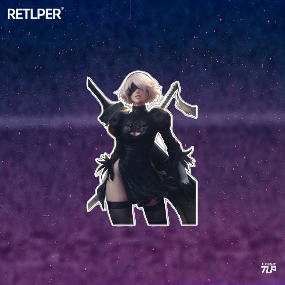 TLP反光车贴 尼尔机械纪元2B小姐姐单机主机游戏PS4steam贴纸