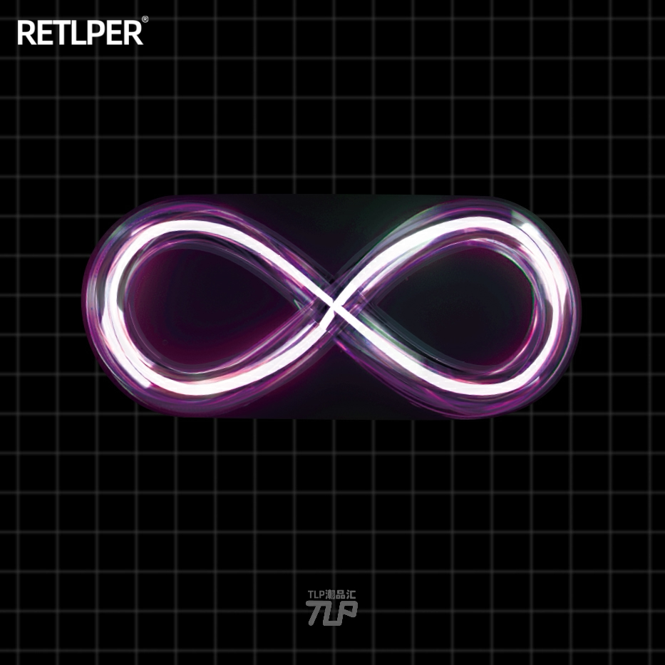 tlp反光车贴 80年代季 ∞无限无穷循环8 霓虹灯管效果立体感贴纸