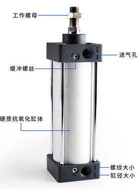 气动铝合金拉d杆型标准气缸SC100X25X50X75X100X125SX150X200-S-F