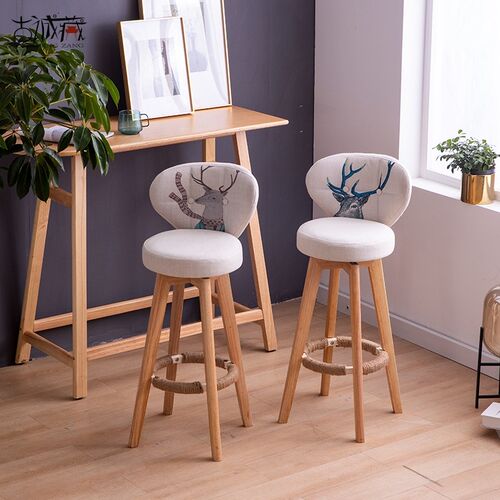 北欧实木轻奢阳台桌吧台桌椅简约家用靠墙L奶茶店高脚桌酒吧长条