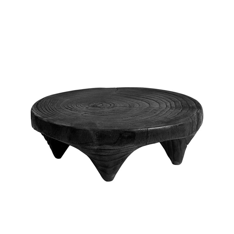 梵其炭烧木质现代侘寂风q圆形果盘托盘摆件样板间客厅茶几桌面软,家居饰品,装饰摆件,淘宝优惠券,粉丝福利购,淘宝优惠卷