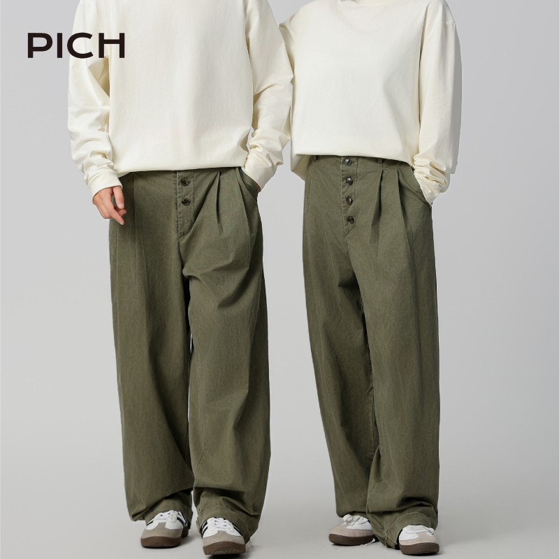 水洗棉工装裤潮牌直筒宽松裤子