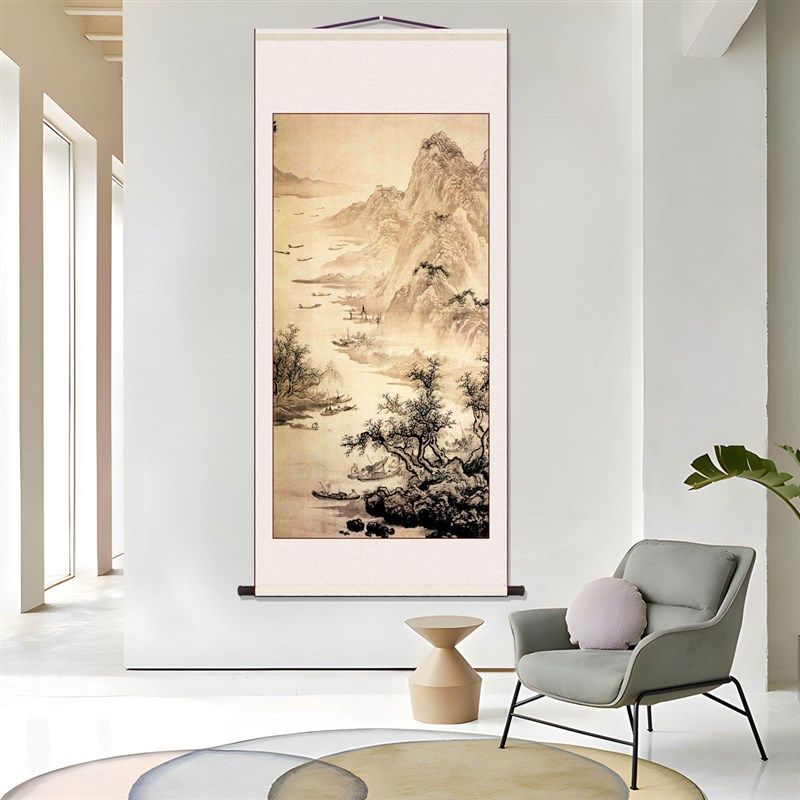 明代名家b字画 画彷古卷轴画 画办公室山水花鸟挂画 画国画 画文,家居饰品,国画,淘宝优惠券,粉丝福利购,淘宝优惠卷