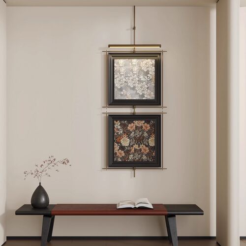 高级感侘寂c风金属吊杆壁灯挂画酒店餐厅走廊复古简约装饰氛围灯