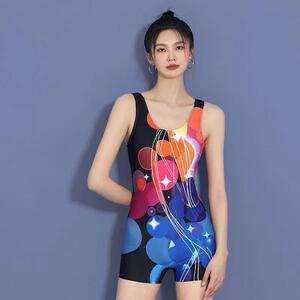 专业游泳衣女显瘦遮肚竟速夏季连体平角保守运动训练大码泳装