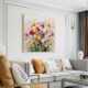 大芬村纯手绘油画抽象花卉肌理感北欧餐厅方形客厅装 饰.画卧室挂