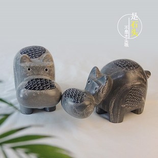 非洲皂石河马大号肯o尼亚特产工艺品室内新家装饰品玄关可爱创意