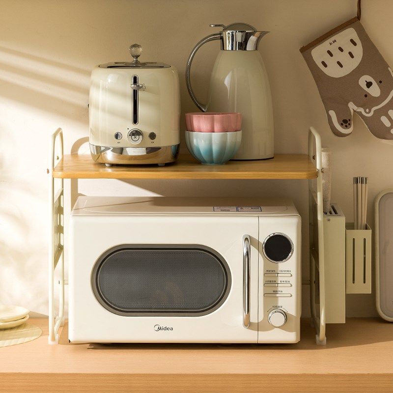 原木奶油风微波炉置物架厨房电饭煲E架子台面多功能电器烤箱收纳,厨房/烹饪用具,微波炉置物架,淘宝优惠券,粉丝福利购,淘宝优惠卷
