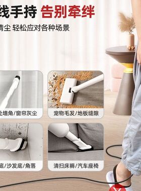 家用无线吸尘器大吸q力超静音强力手持式小型吸尘机吸毛器