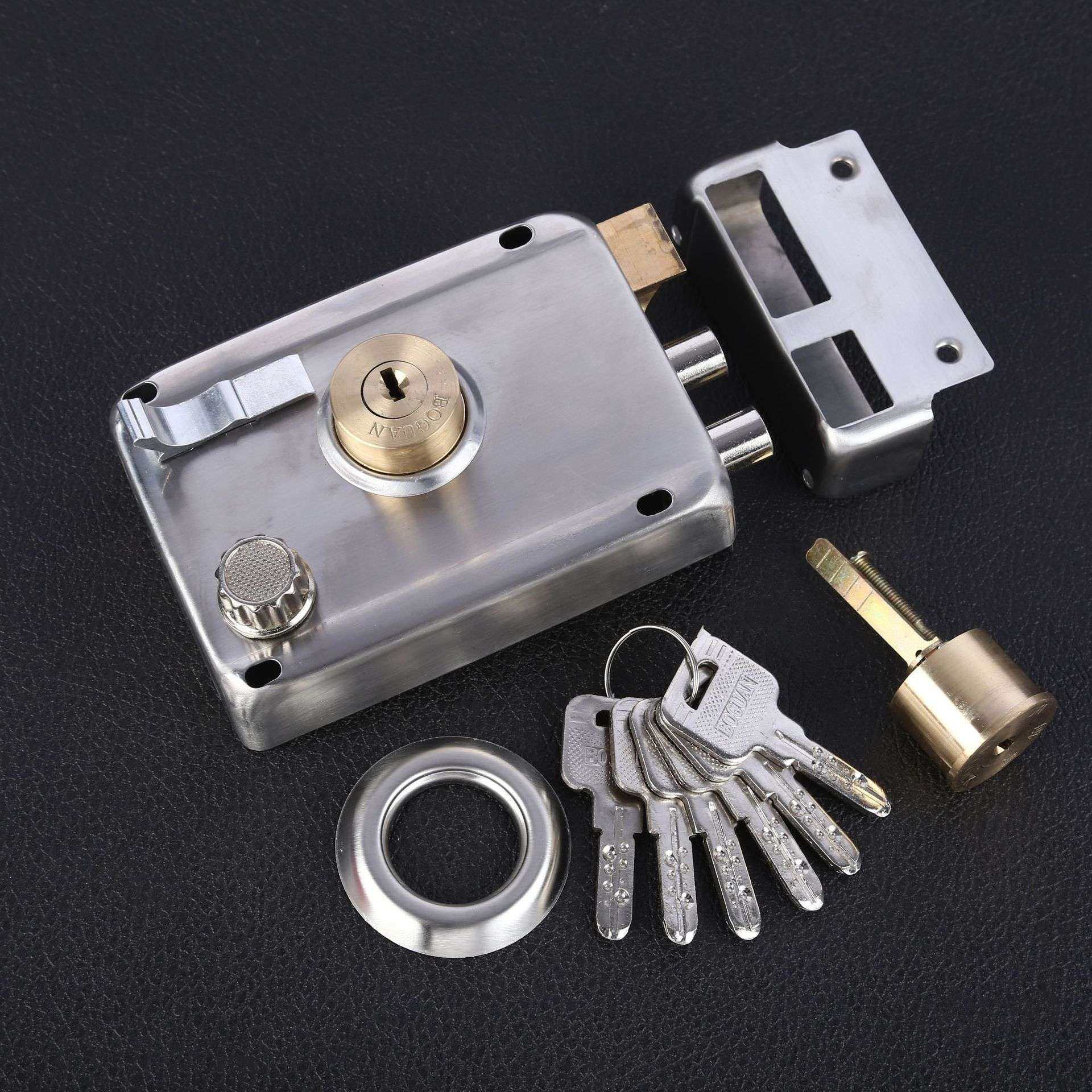 厂价直供高档三保险老式插芯锁十字不锈钢防盗锁室内门锁专用门锁,基础建材,机械门锁,淘宝优惠券,粉丝福利购,淘宝优惠卷