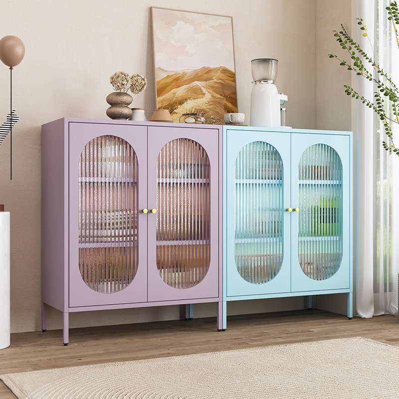 奶油风铁艺餐边柜子家用客厅茶水柜简约酒柜多功能厨房橱柜置物柜